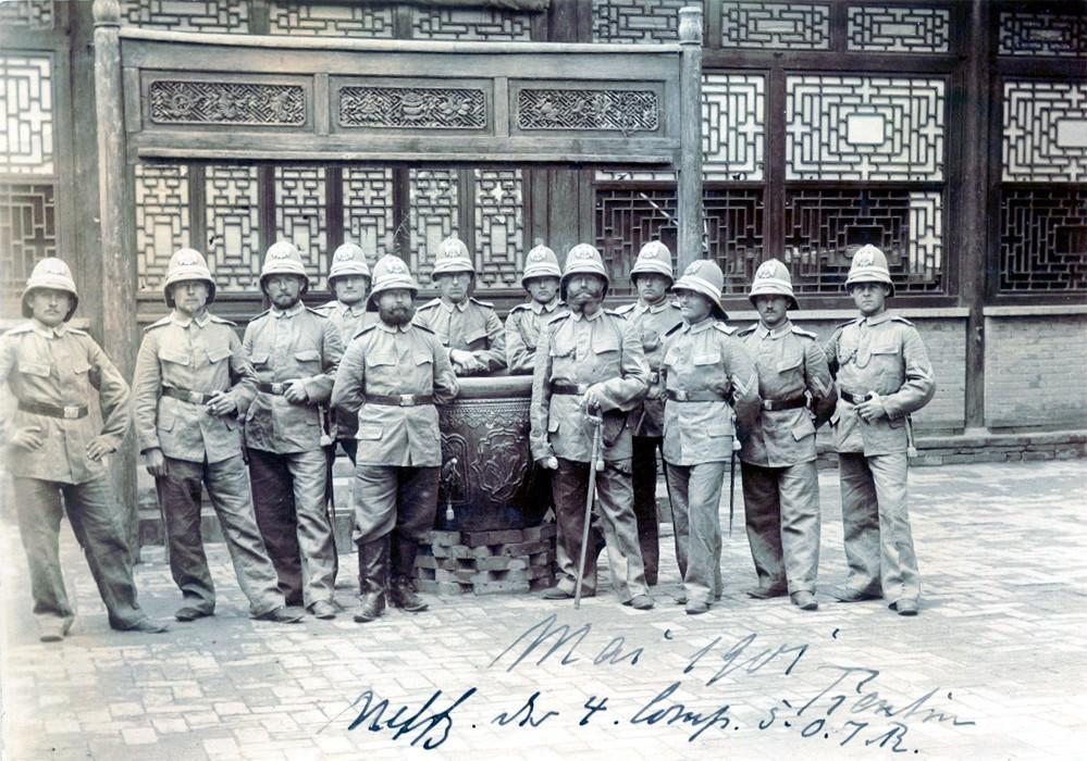 Deutsche soldaten des ostasiatischen expeditionskorps im mai 1901